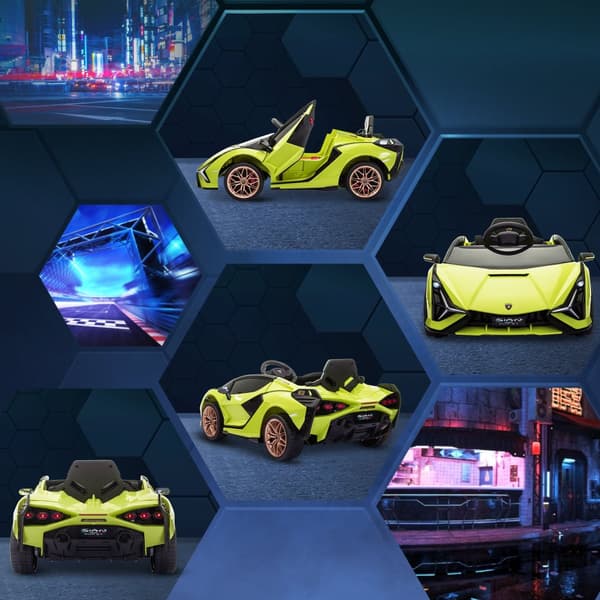 Sähköauto lapsille, Lamborghini SIAN 2-istuttava, 108x62x40 cm, Vihreä