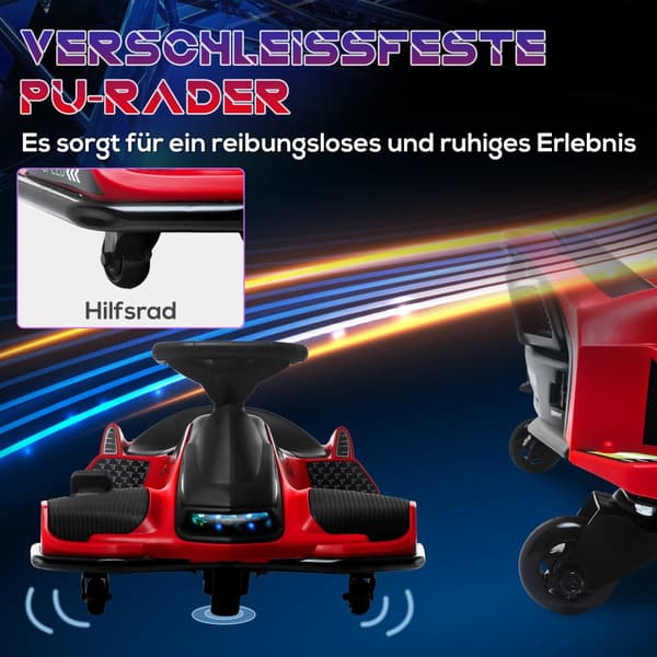 Sähköinen Go-Kart lapsille, Kinder Elektro Gokart 12 V 3-8km/h, 90x53x99 cm, Punainen