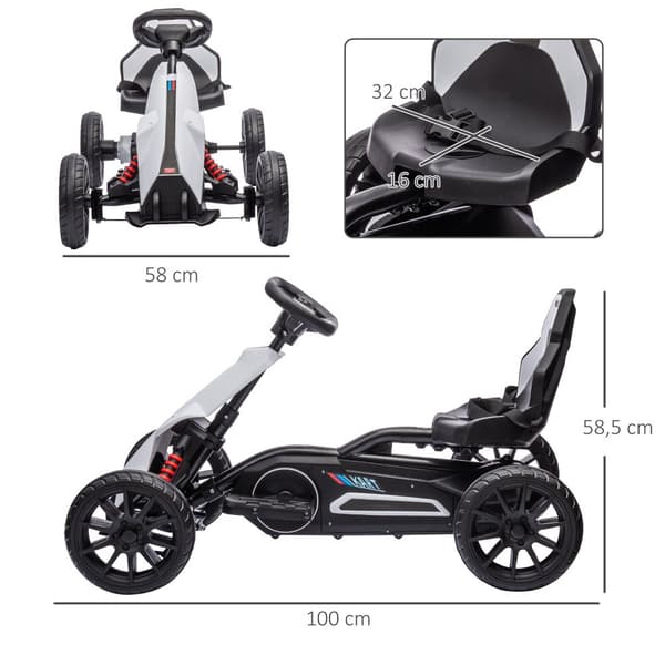 Sähköinen Go-Kart lapsille, 100x58x58.5 cm, Valkoinen