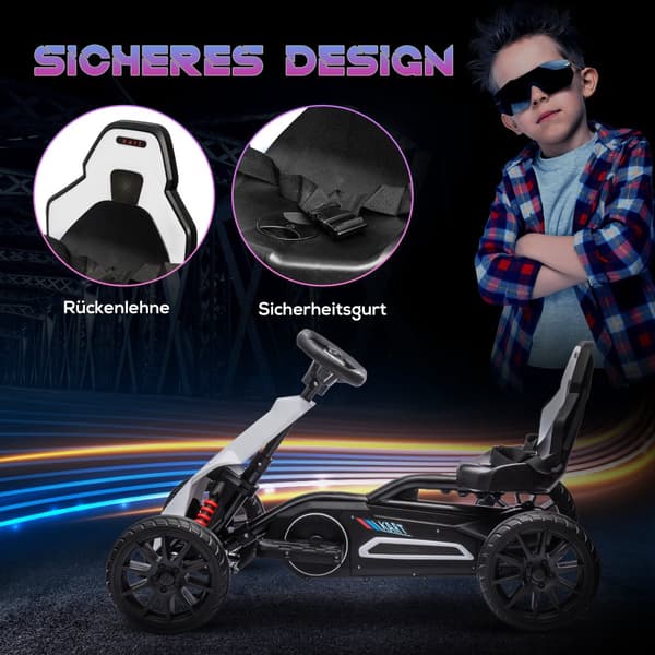 Sähköinen Go-Kart lapsille, 100x58x58.5 cm, Valkoinen