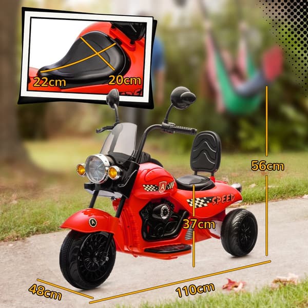 Børns Elektriske Motorcykel, 110x48x56 cm, Rød