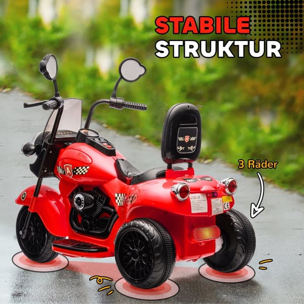 Børns Elektriske Motorcykel, 110x48x56 cm, Rød