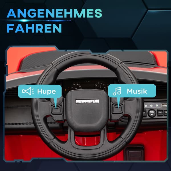 Lasten sähköauto, 12V Land Rover Discovery Sport, 106P x 65,5L x 51K cm, punainen