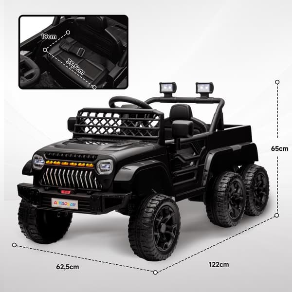 Lasten sähköauto, 122x62.5 cm, Musta