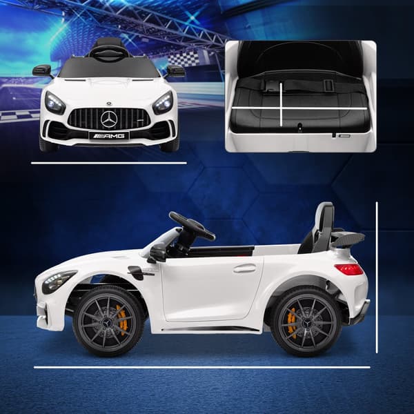 Lasten sähköauto, Mercedes-Benz AMG GTR, 108x67x46 cm, valkoinen