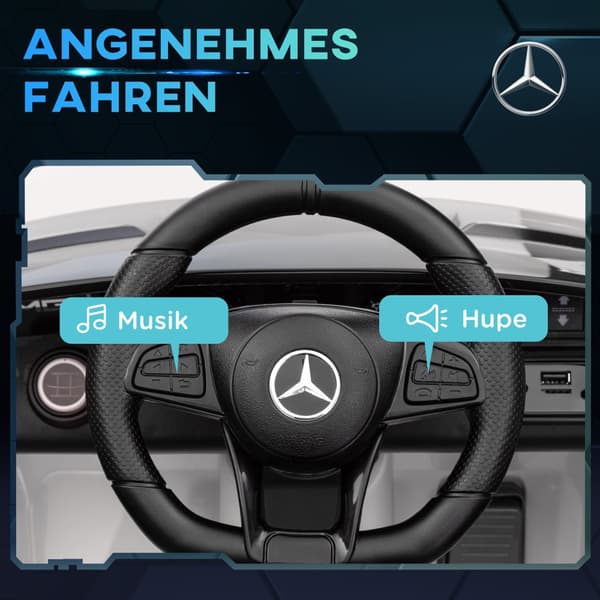 Lasten sähköauto, Mercedes-Benz AMG GTR, 108x67x46 cm, valkoinen