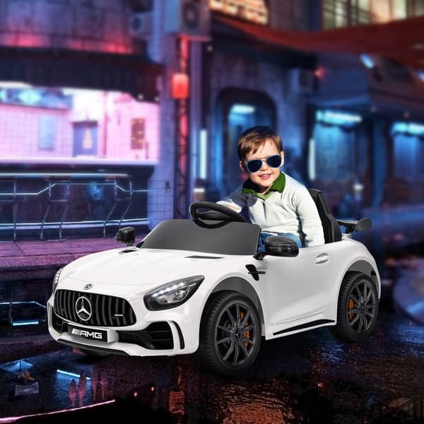 Lasten sähköauto, Mercedes-Benz AMG GTR, 108x67x46 cm, valkoinen