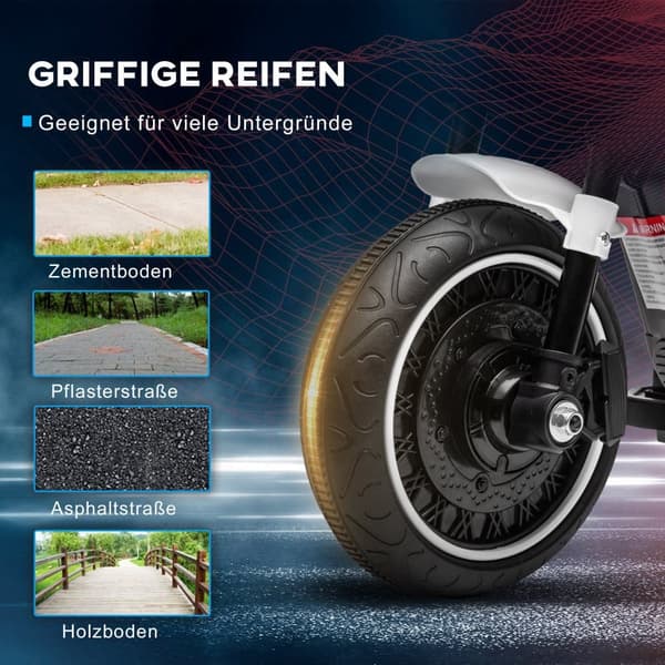 Barnmotorcykel, 76x42x57 cm, Vit