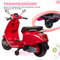 Pikkukuva 6 / 9: Lasten sähkömoottoripyörä, 6V Vespa, 107x47x73 cm, punainen