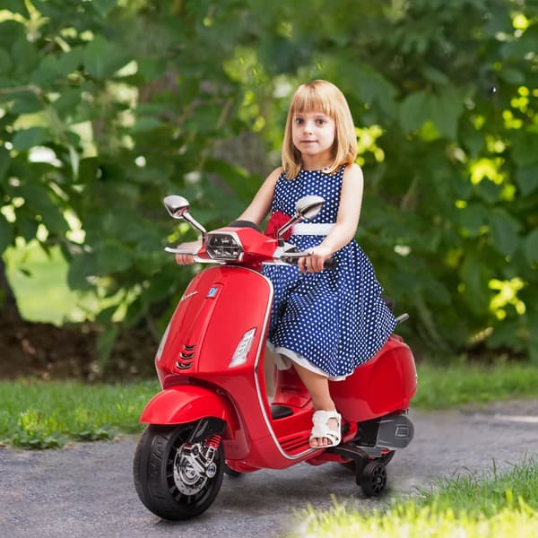 Lasten sähkömoottoripyörä, 6V Vespa, 107x47x73 cm, punainen