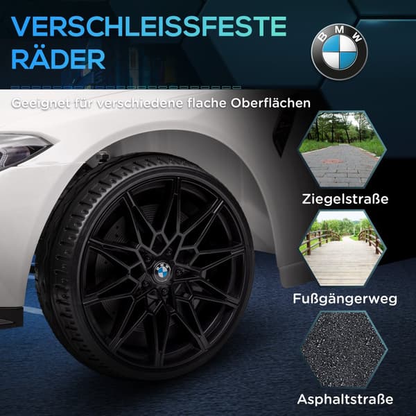 Lasten sähköauto, BMW M4, 108x69.5x51 cm, valkoinen