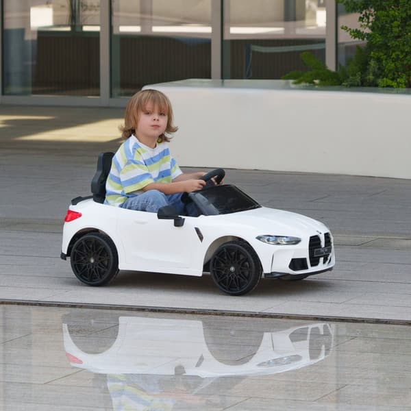 Lasten sähköauto, BMW M4, 108x69.5x51 cm, valkoinen