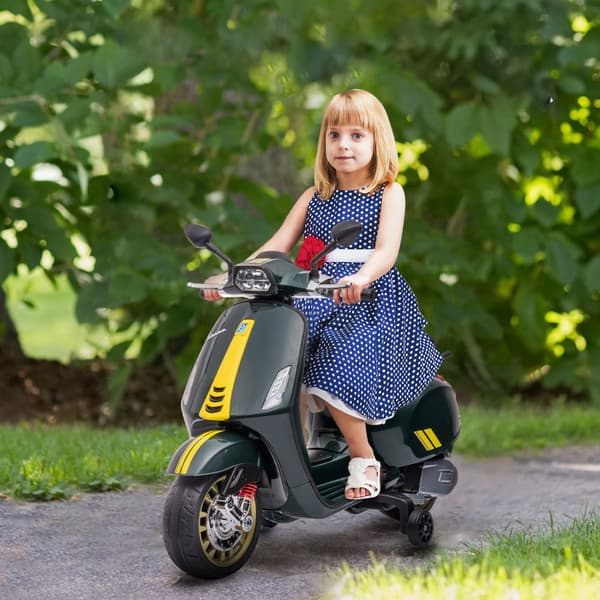 Lasten sähkömoottoripyörä, 6V Vespa, 107x47x73 cm, tummanvihreä
