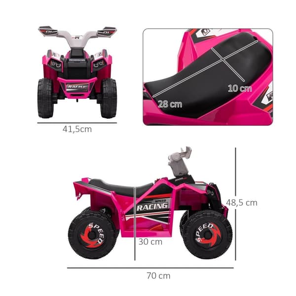 Elektrisk Børne Quad, 70x41.5x48.5 cm, Pink