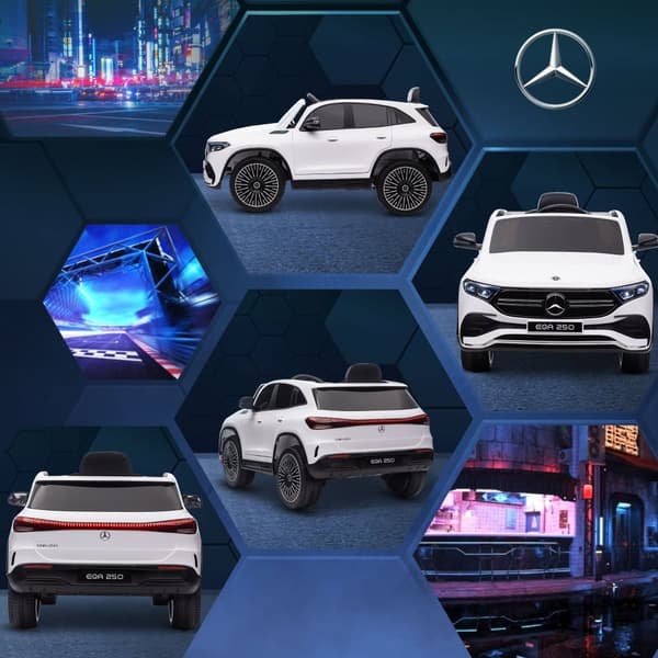 Lasten sähköauto, Mercedes-Benz EQA, 111,5 cm x 69 cm x 52,5 cm, valkoinen