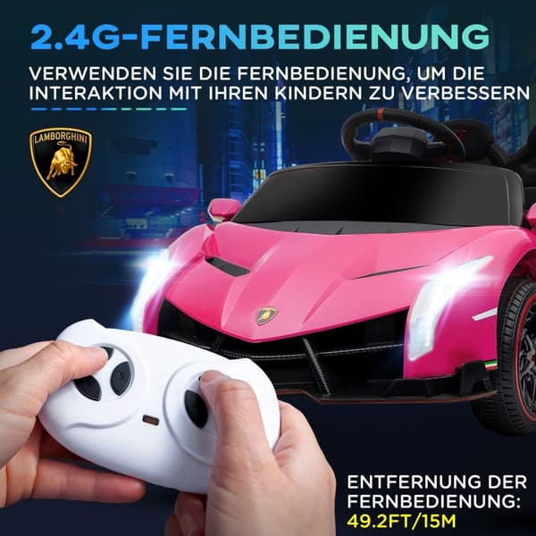 Børns Bil, Lamborghini, 111L x 61B x 45H cm, Pink