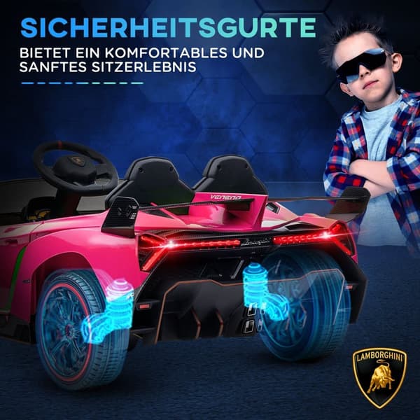 Børns Bil, Lamborghini, 111L x 61B x 45H cm, Pink