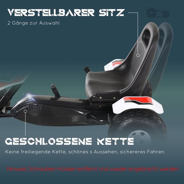 Go Kart, lapsille, 104x66x57 cm, valkoinen