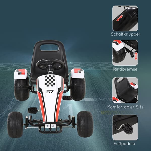 Go Kart, lapsille, 104x66x57 cm, valkoinen