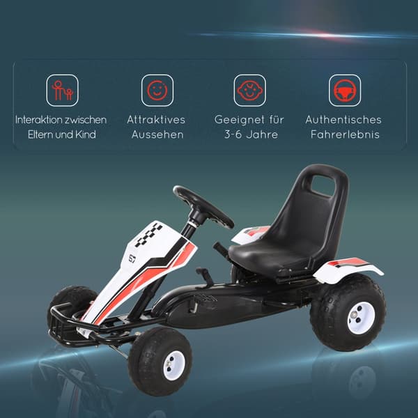 Go Kart, lapsille, 104x66x57 cm, valkoinen
