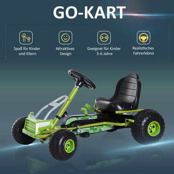 Go Kart, lapsille, L95 x K66,5 x K57cm, vihreä