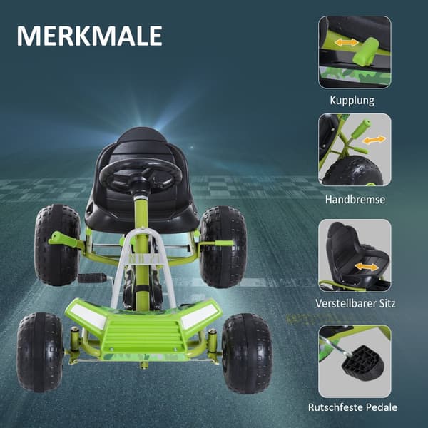 Go Kart, lapsille, L95 x K66,5 x K57cm, vihreä