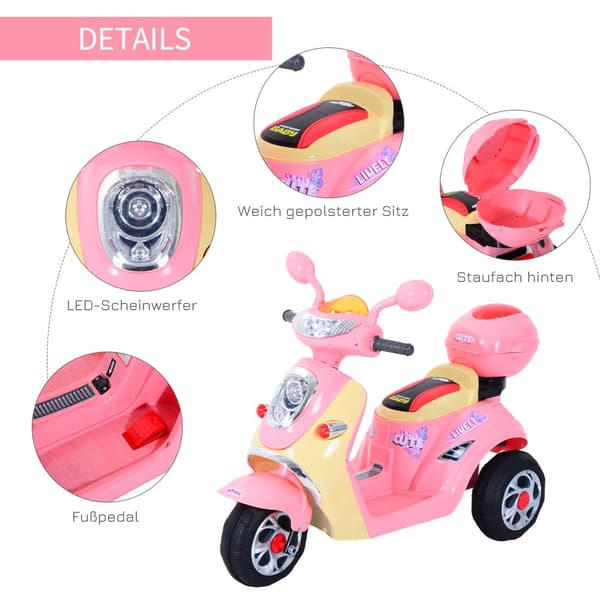 Elektrisk Børnemotorcykel, 108x51x75 cm, Pink+Gul