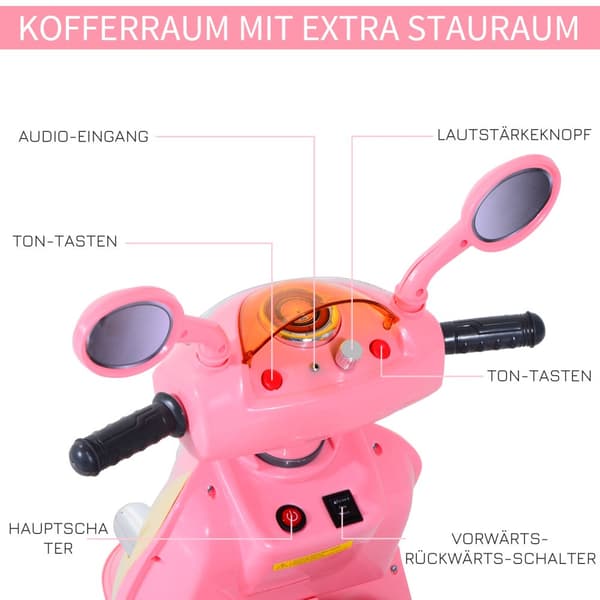 Elektrisk Børnemotorcykel, 108x51x75 cm, Pink+Gul
