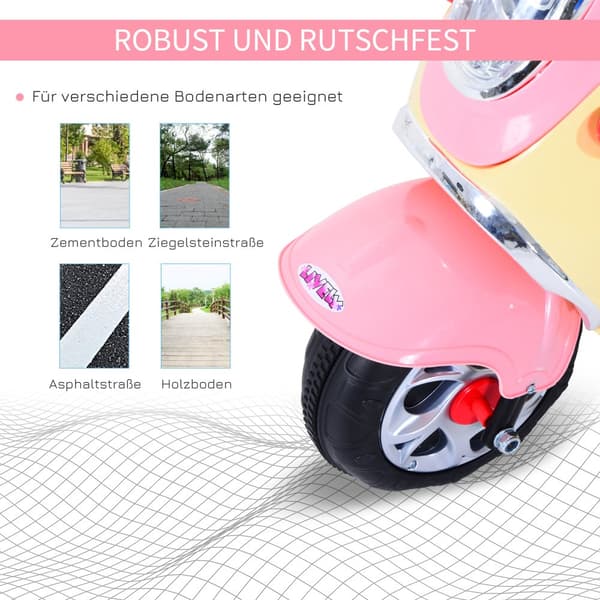 Elektrisk Børnemotorcykel, 108x51x75 cm, Pink+Gul