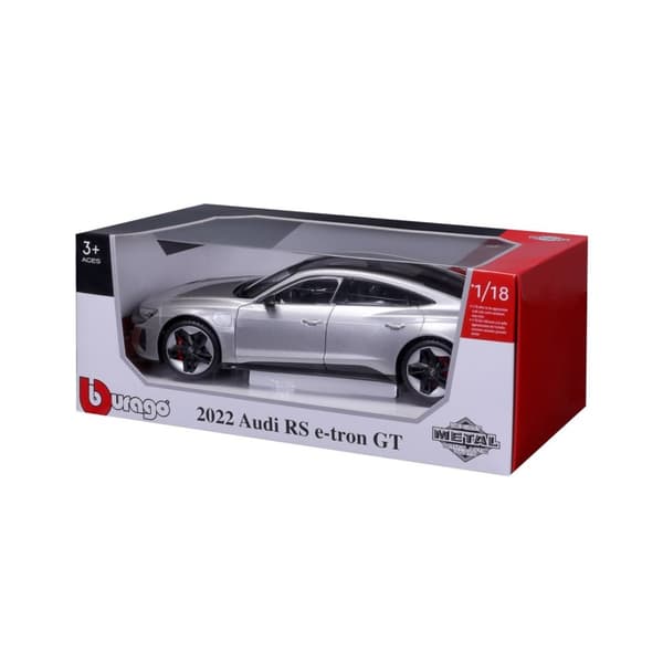 Audi RS e-tron GT silverfärgad skalamodell 1:18 BBURAGO