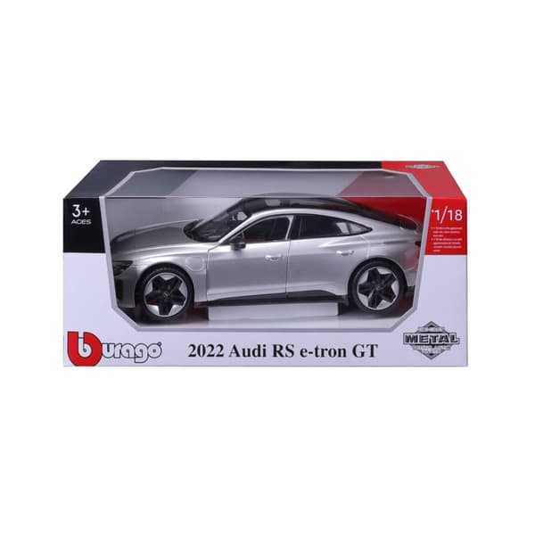Audi RS e-tron GT silverfärgad skalamodell 1:18 BBURAGO