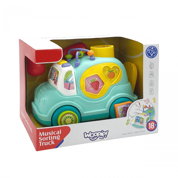 WOOPIE BABY Interaktiv Musikalsk Bil Montessori Sorter Blå