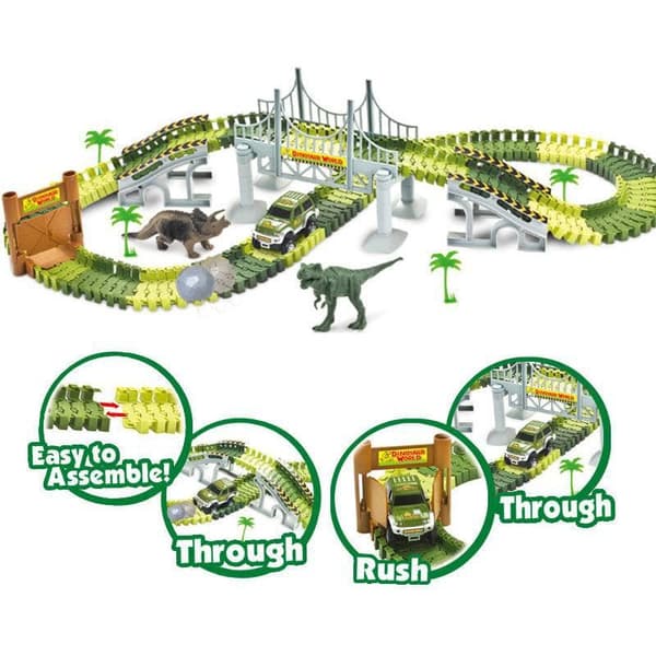 OBOSOE 185 Pcs Stor Bilbana för Barn - DIY Dinosauriebana