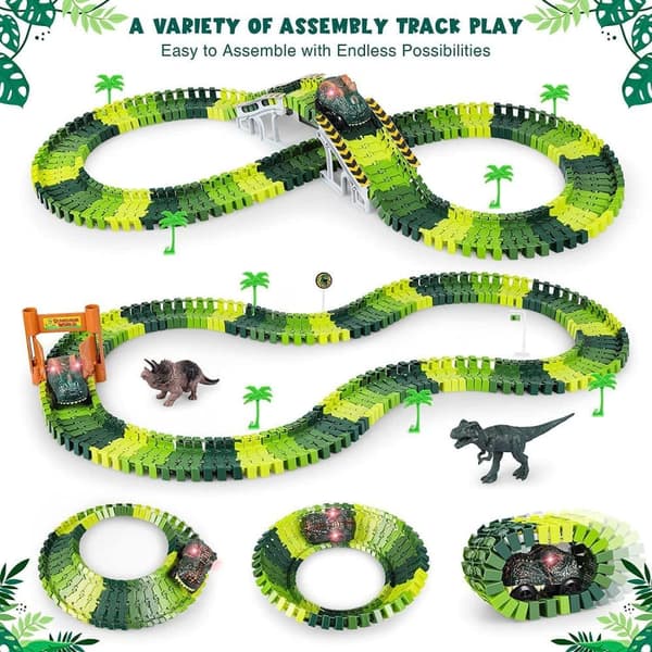 OBOSOE 185 Pcs Stor Bilbana för Barn - DIY Dinosauriebana