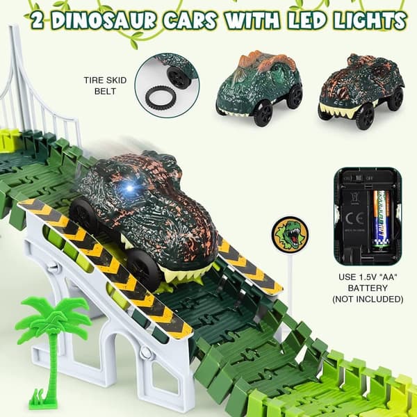 OBOSOE 185 Pcs Stor Bilbana för Barn - DIY Dinosauriebana