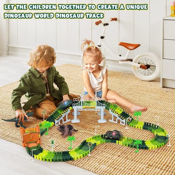 OBOSOE 185 Pcs Stor Bilbana för Barn - DIY Dinosauriebana