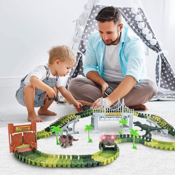 OBOSOE 185 Pcs Stor Bilbana för Barn - DIY Dinosauriebana