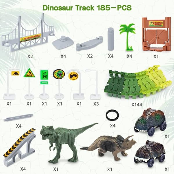 OBOSOE 185 Pcs Stor Bilbana för Barn - DIY Dinosauriebana