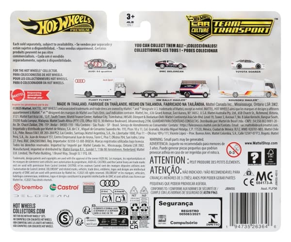 Hot Wheels Premium transporto priemonių rinkinys „Team DeLorean Rally Hauler“ #78 DMC DeLorean