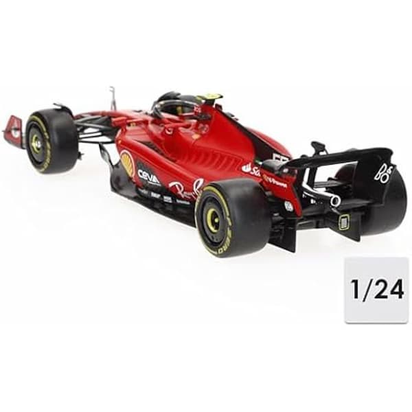 Modellbil - BBURAGO - Ferrari SF-23 Carlos Sainz Nr 55 - Skala 1/24 - Figur ingår - 23 cm