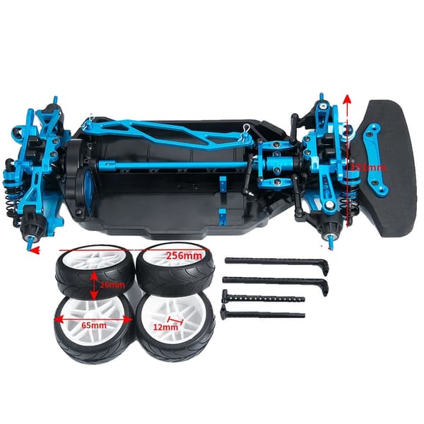 RC Modelbil Chassisramme, Metal & Plastik Materiale, Kompatibel med Tamiya TT02, 1 sæt