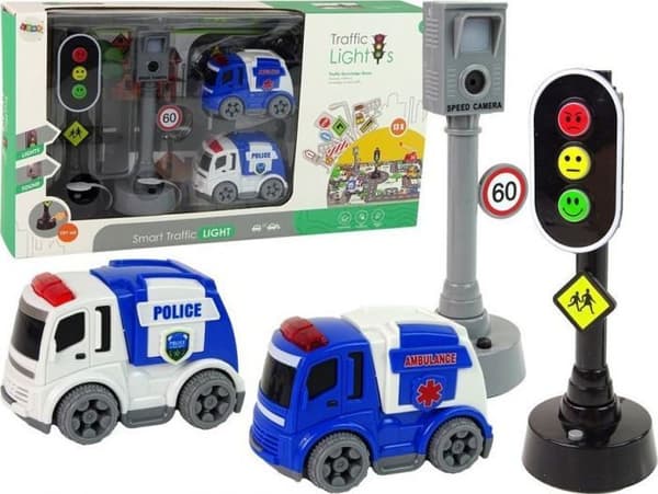 Leantoys - 13628 - bilset trafikljus vägtrafikljus