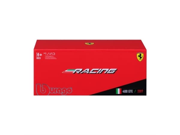 BBURAGO Ferrari Racing – 488 GTE 2017, Sportsbil, Montert på forhånd, 1:43, Ferrari 488 GTE, Alle kjønn, Metall, Plast
