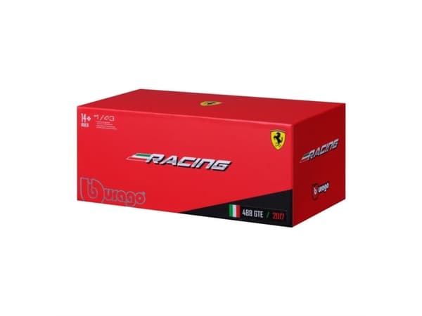 BBURAGO Ferrari Racing – 488 GTE 2017, Sportsbil, Montert på forhånd, 1:43, Ferrari 488 GTE, Alle kjønn, Metall, Plast