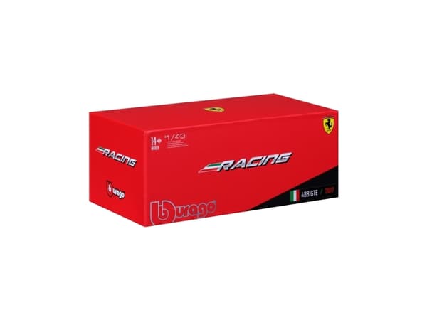 BBURAGO Ferrari Racing – 488 GTE 2017, Sportsbil, Montert på forhånd, 1:43, Ferrari 488 GTE, Alle kjønn, Metall, Plast