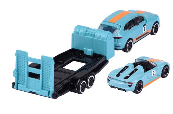 Majorette Porsche Race Trailer Cayenne Turbo S + 918 Spyder