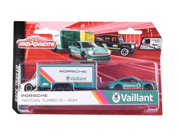 Majorette Race Trailer Porsche Taycan Turbo S + 934