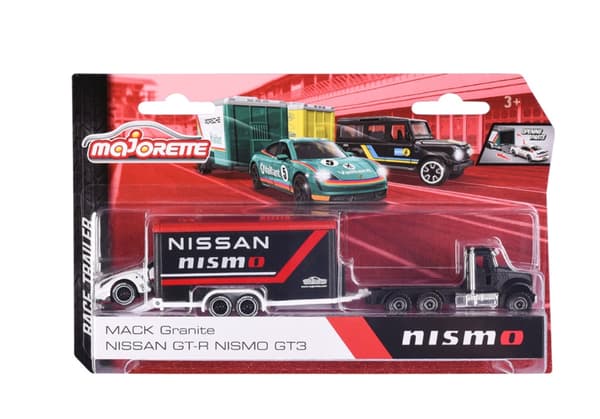 Majorette Race Trailer Mack Granite + NIssan GT-R Nismo GT3
