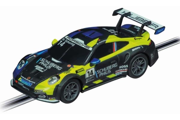 Carrera Porsche 911 GT3 Cup (992) "Huber Racing, No.14", Sportsbil, 1:43, Porsche 911 GT3 Cup (992), 6 år, Sort, Blå, Limefarget, 490 mm
