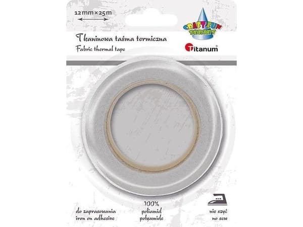 Termisk stofftape 12mm 25m hvit